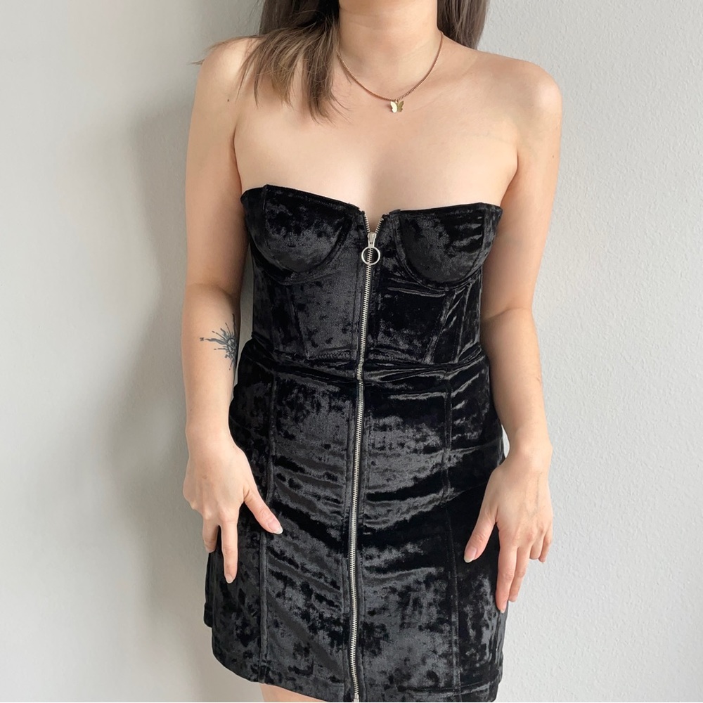 Urban Outfitter Corset Black Suede Dress